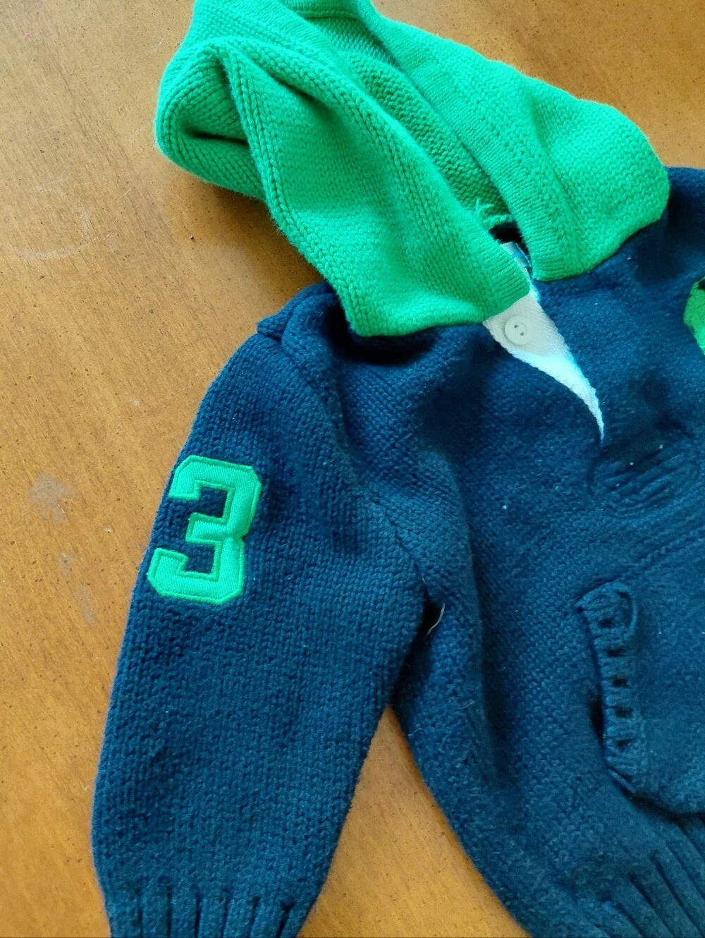 Ralph Lauren Toddler Knit Big Pony 3 Chunky Knit Hoodie 12 Months Like New